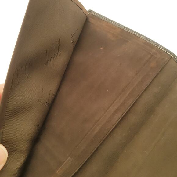 Dunhill Designer Checkbook Card Slim Bill Holder Wallet Brown Bifold Leather Vtg - Picture 6 of 10